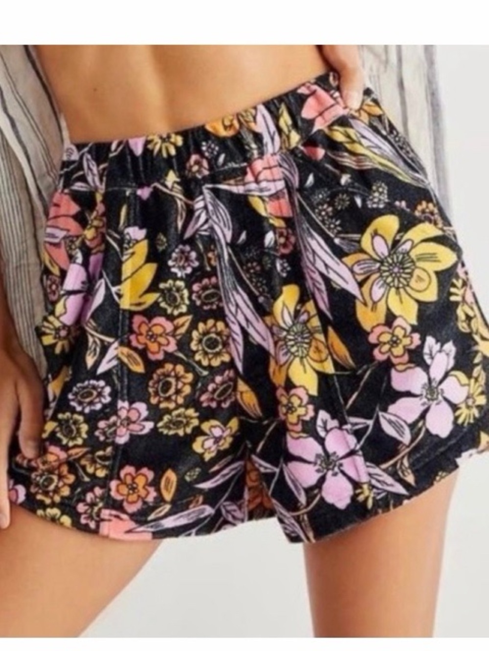Free People At First Sight Terry Cloth Floral Shorts